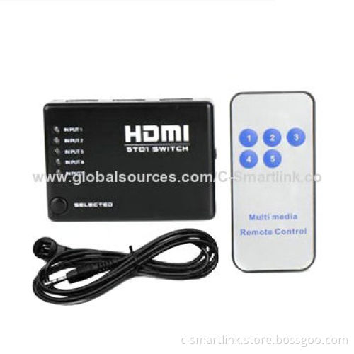 HDMI 5 x 1 Switch, IR Remote and with AC Power Port, Supports 3D, 1,080P, HDCP, Auto-switch